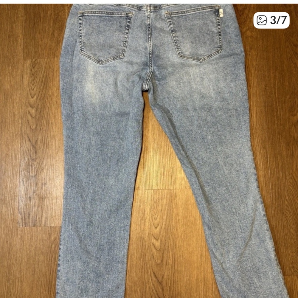 SOLD Oliver Logan Womens Jeans 34 High Rise Boyfriend Straight Raw Hem Ligh